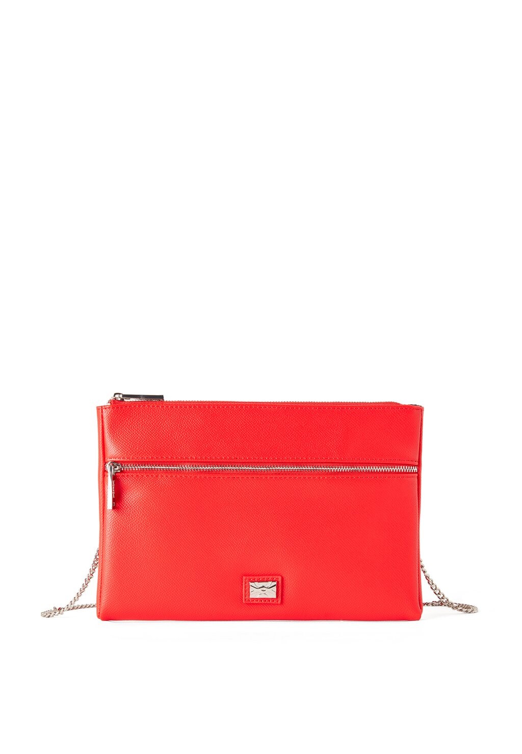 

Сумка через плечо FLAT IN-EFFECT WITH REMOVABLE ADJUSTABLE CHAIN STRAP ZIP CLOSURE FRONT POCKET AND LOGO ON THE FRONT United Colors of Benetton, красный
