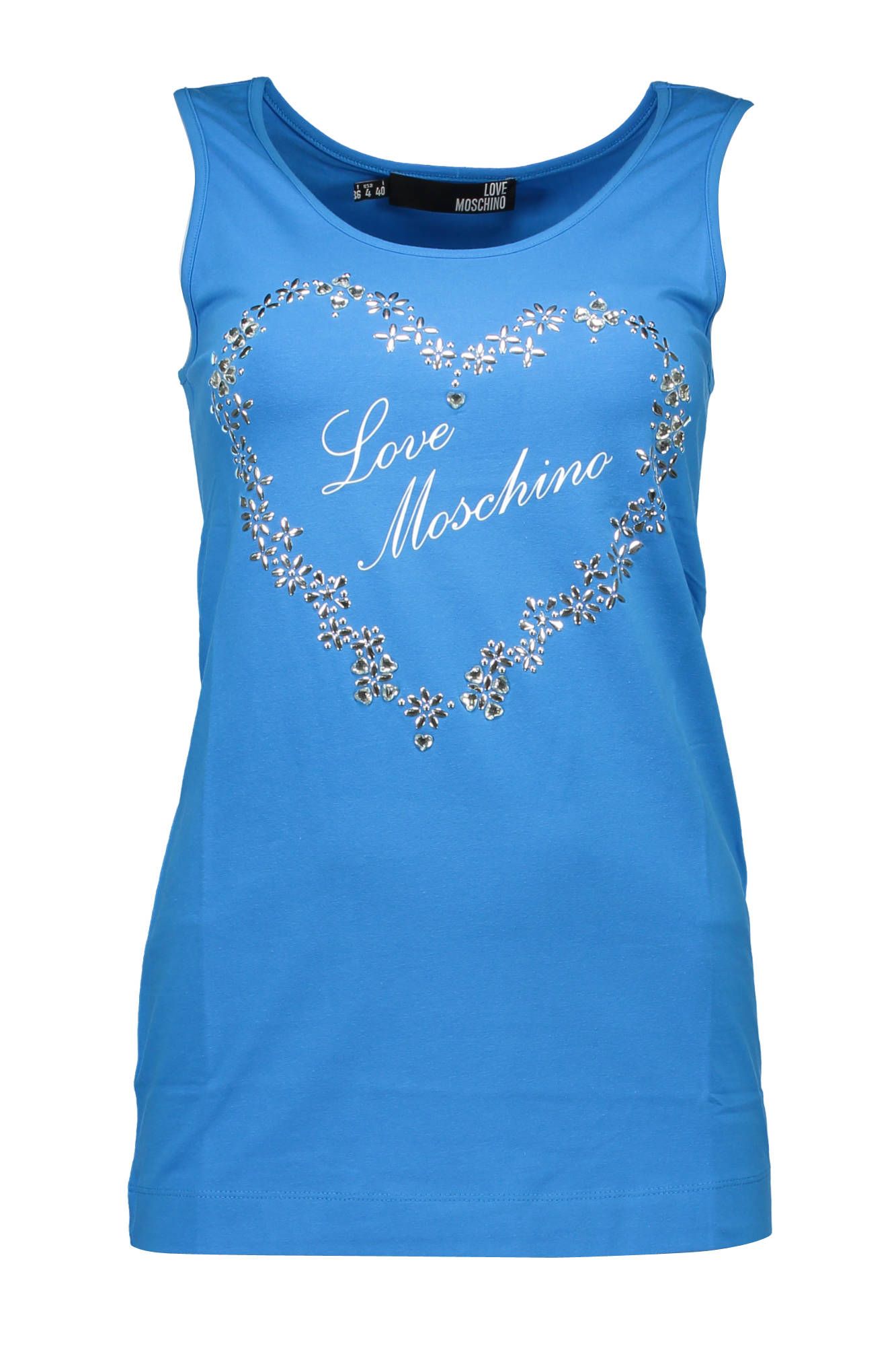 

Синяя хлопковая женская футболка LOVE MOSCHINO