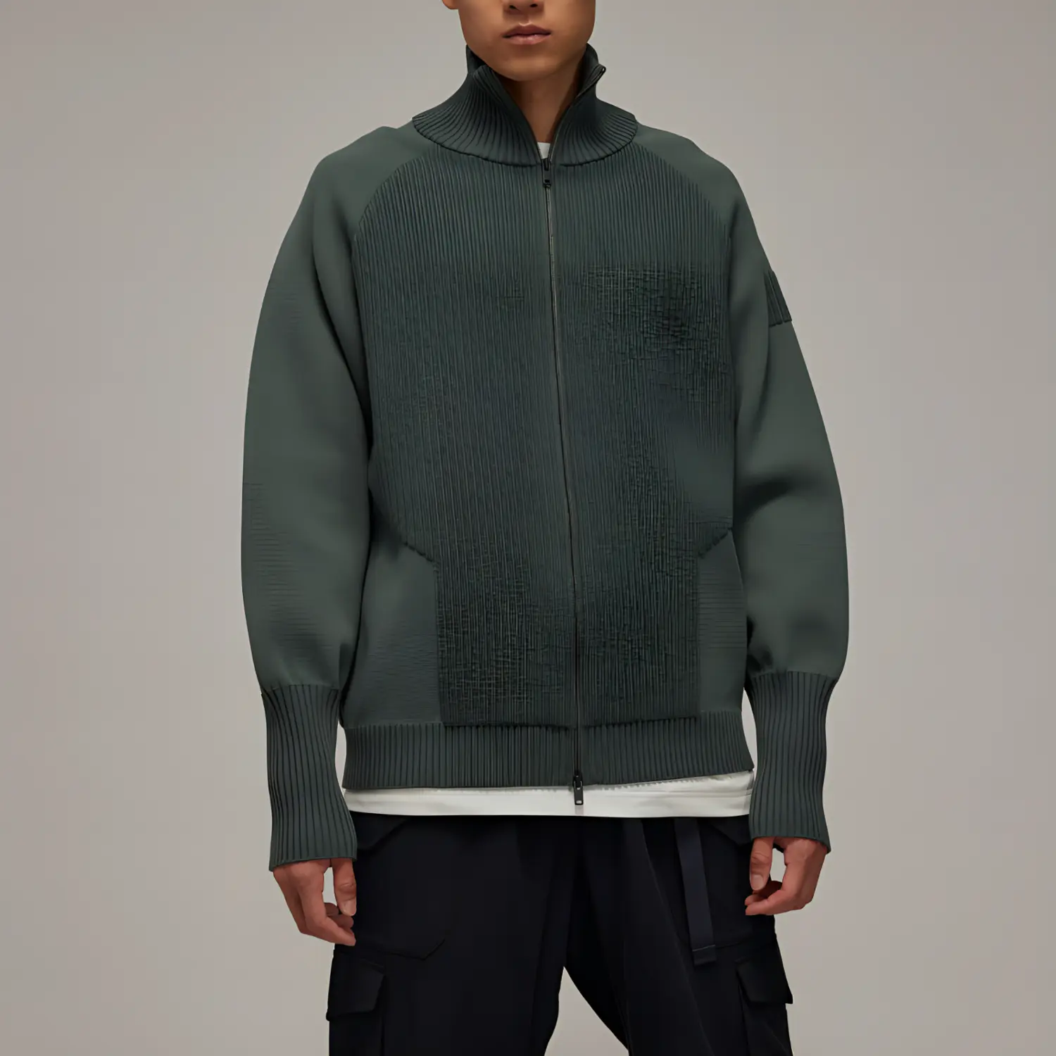 Свитер с воронкообразным воротником Unisex Gray Stone Green Adidas, зеленый — фото 4