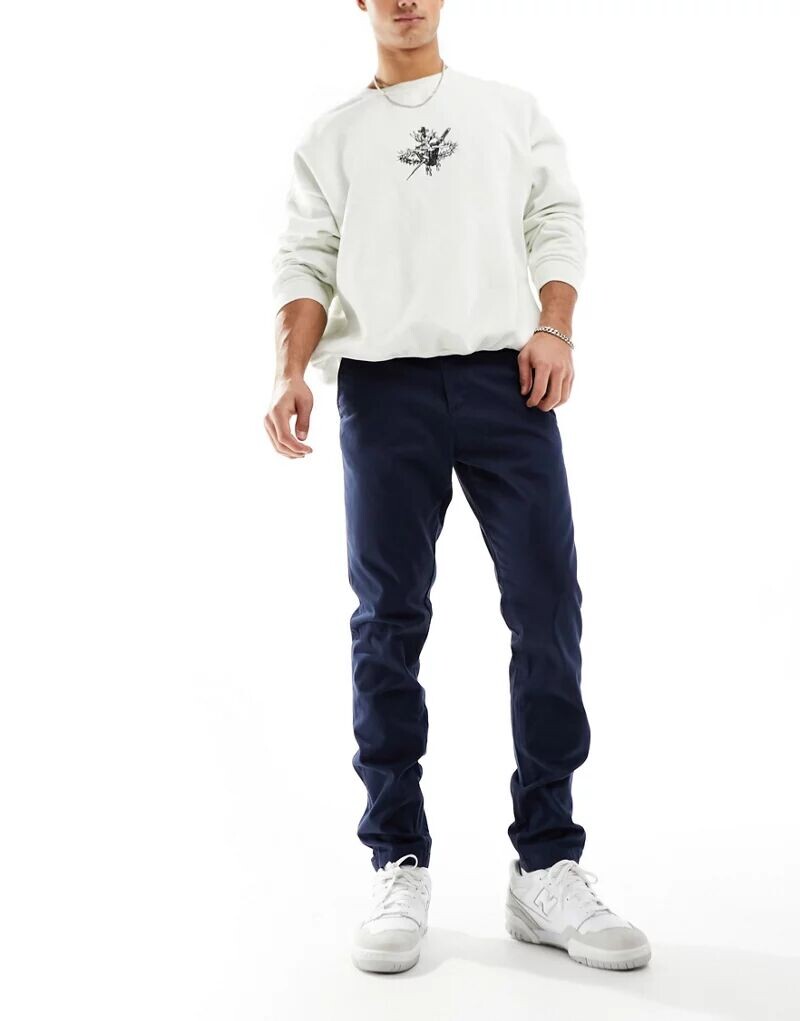 

Темно-синие узкие брюки чиносы Jack & Jones Intelligence