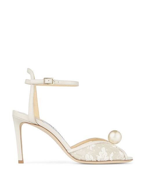 Женские босоножки на высоком каблуке Sacora 85 с ремешком на щиколотке Jimmy Choo, цвет White — фото 2