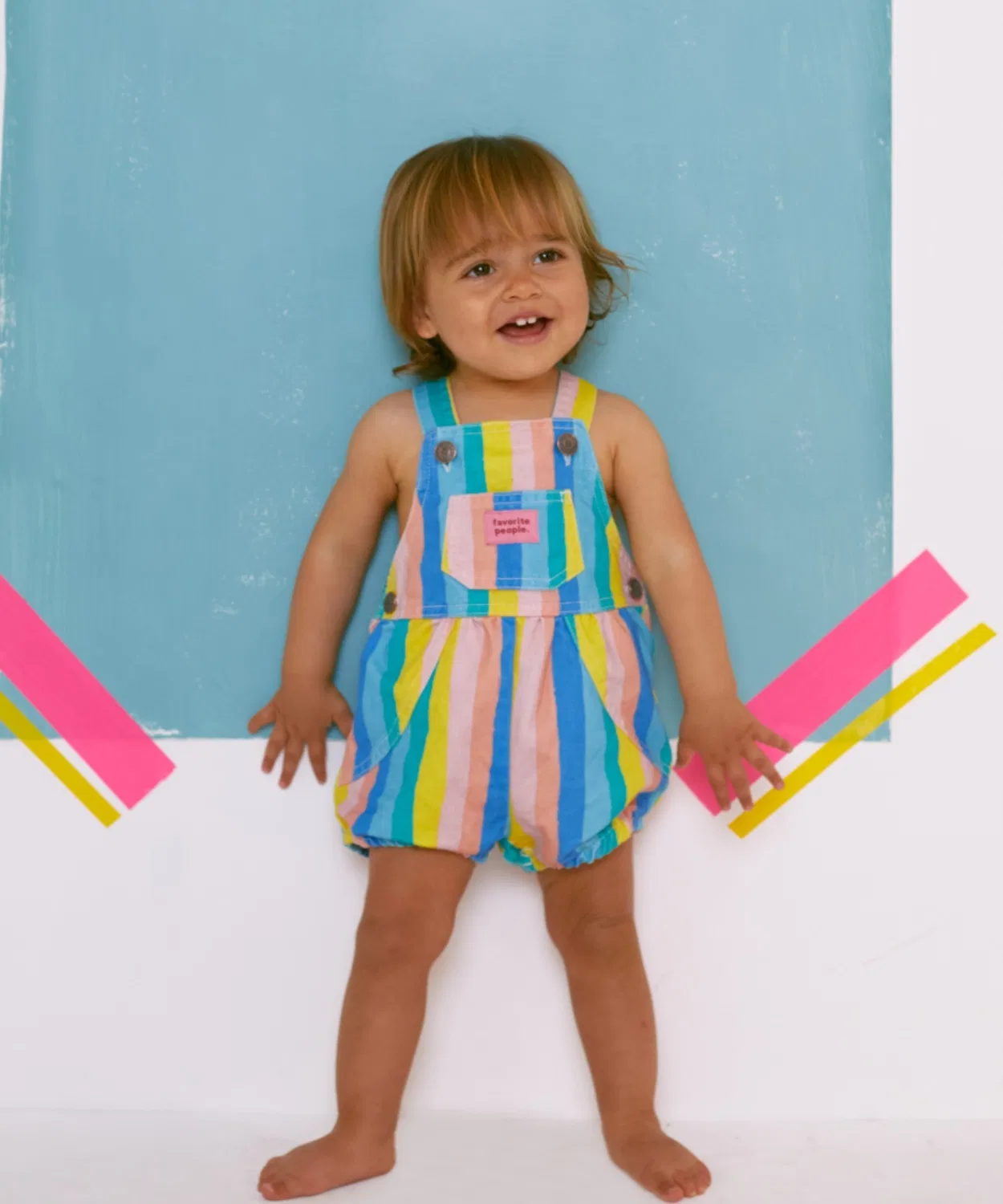 Детский комбинезон PICOLEBABY из хлопка в полоску, цвет радужный — фото 2