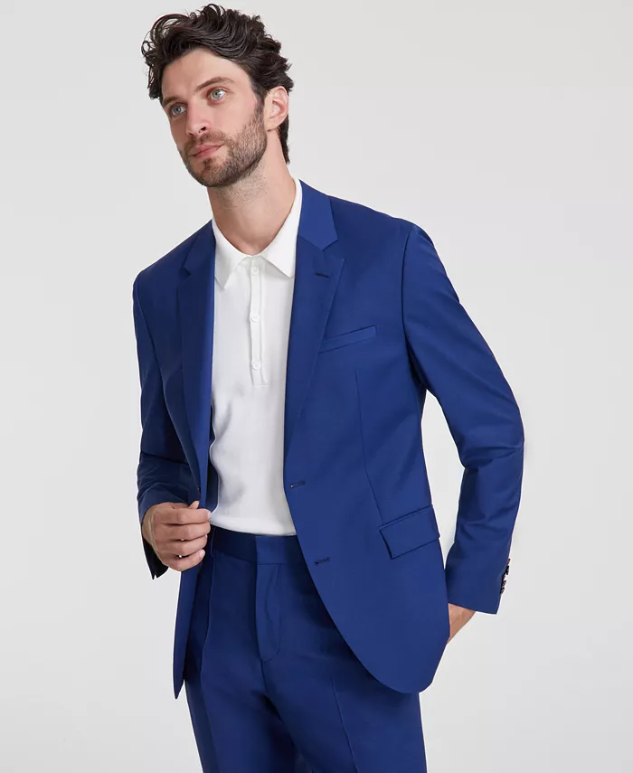 

Мужской пиджак современного кроя из смесовой шерсти Hugo Boss, синий