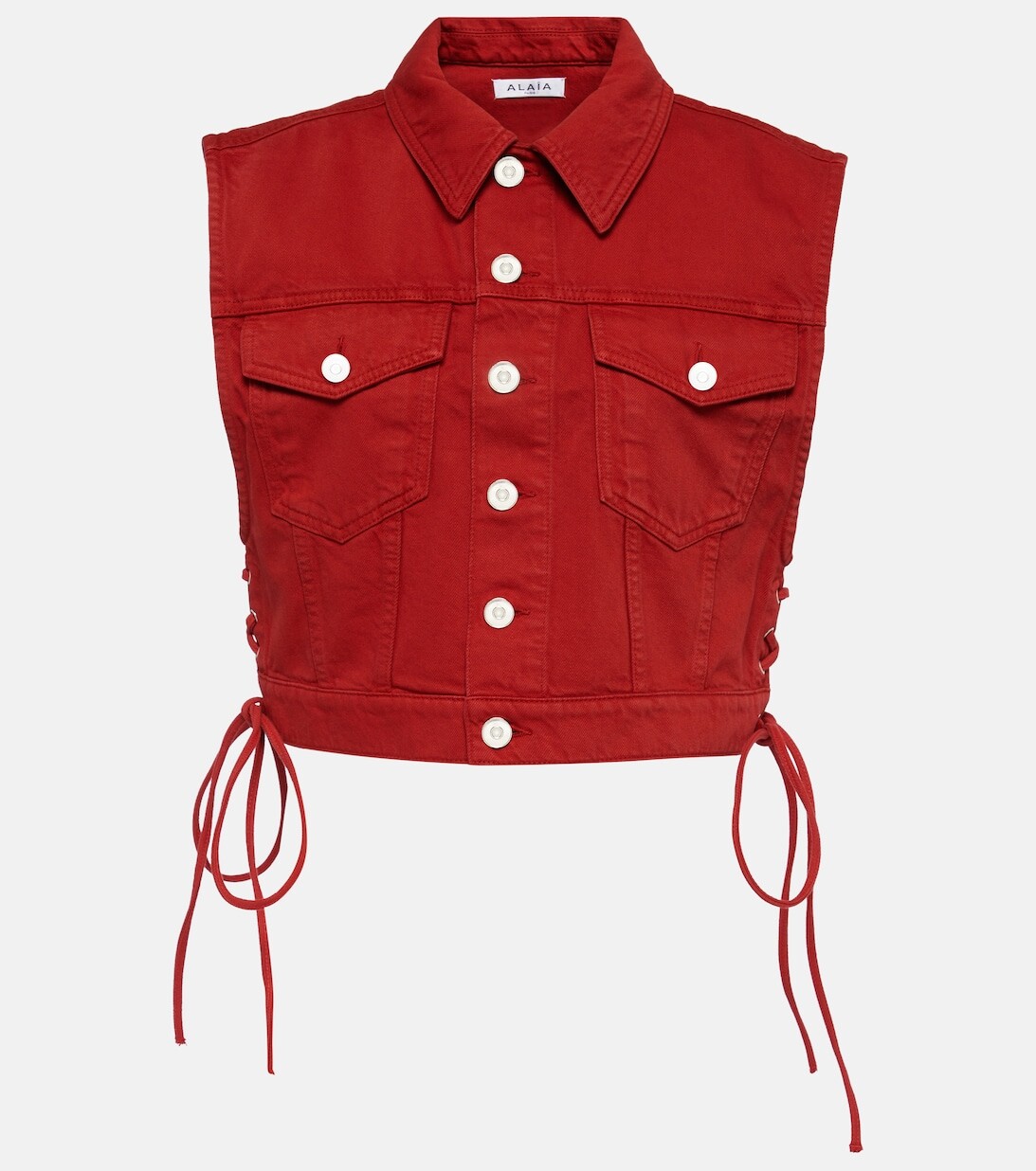 

Хлопковый жилет с люверсами ALAÏA, красный