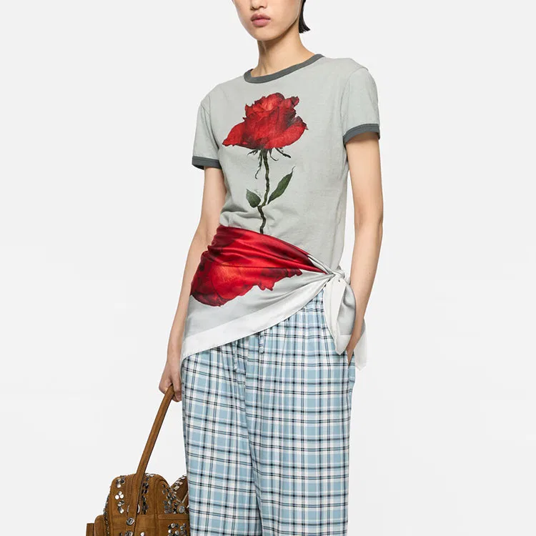 Футболка Acne Studios серая/красная — фото 4