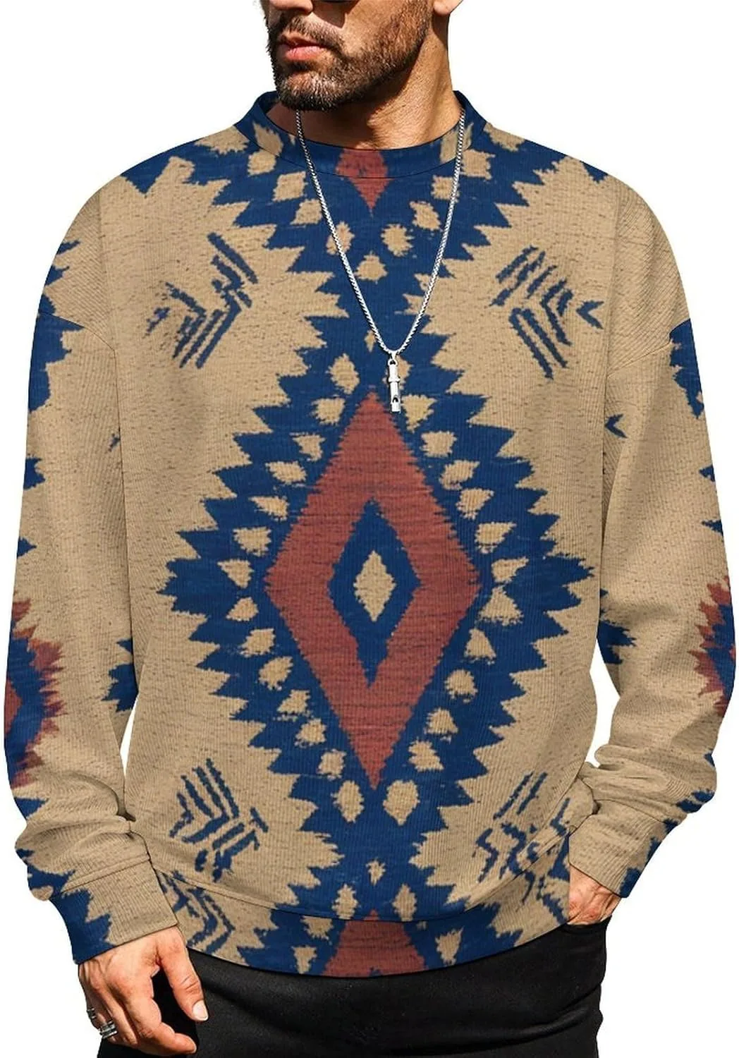 

MoBlinko свитер для мужчин, оранжевый с белым сплешем, лонгслив, легкий