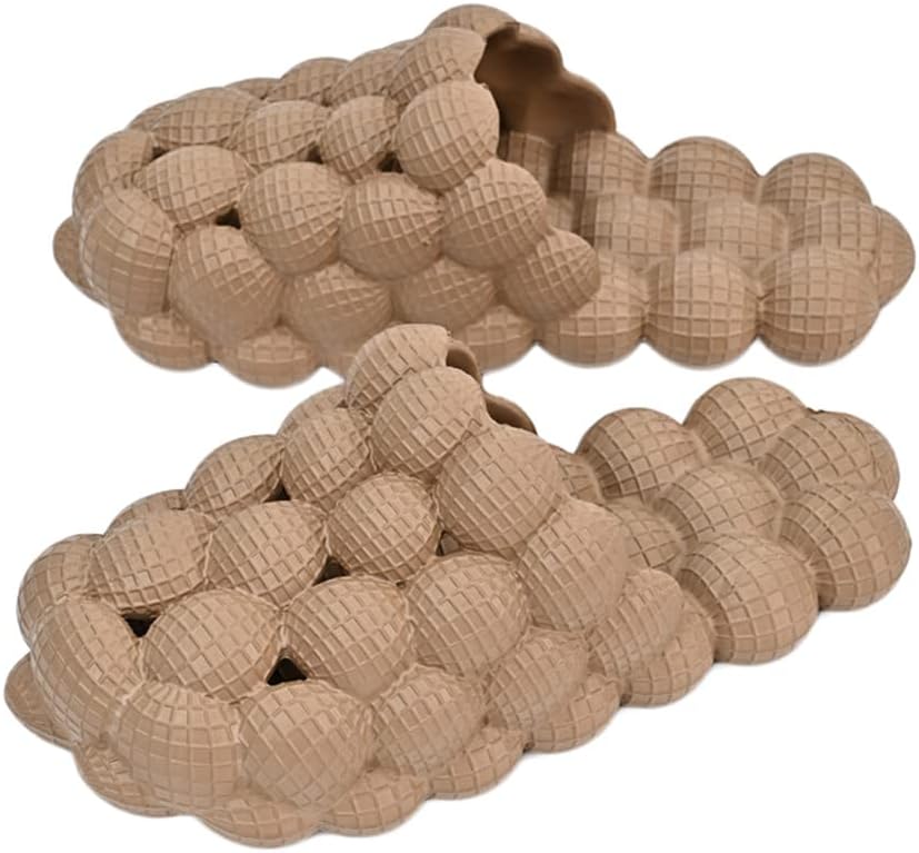 

Домашние тапочки Rojeam для женщин и мужчин, шлепанцы для душа EVA с массажными пузырьками, ванной, коричневый