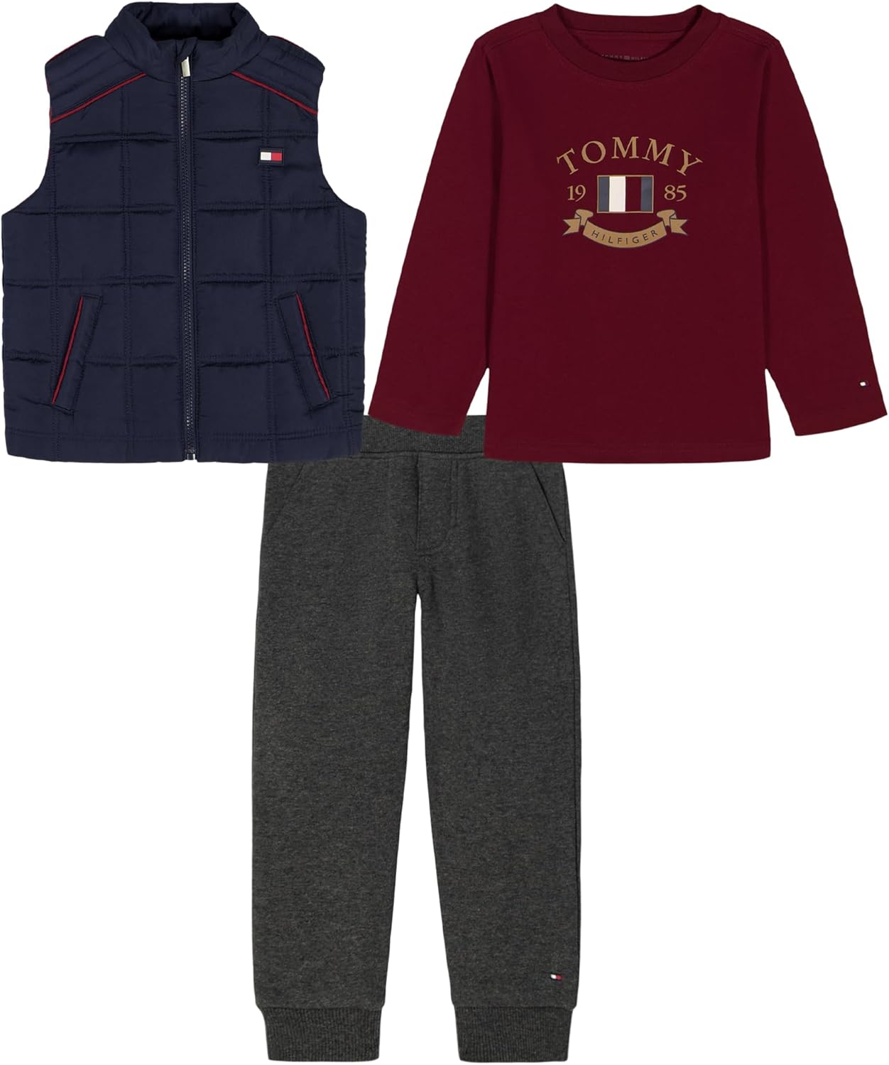 Комплект из 3 жилетов-фонариков Tommy Hilfiger для мальчиков, Cabernet/Navy Blazer/Stealth Heather