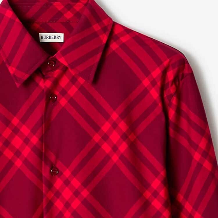 Рубашка мужская Burberry малиново-красный — фото 2