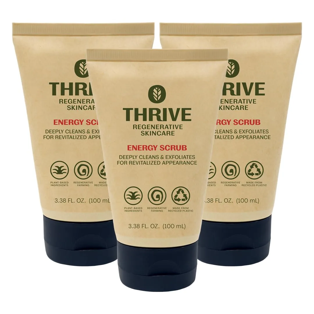 Thrive Natural Care скраб для лица для мужчин и женщин - отшелушивающее средство с антиоксидантами, улучшает текстуру кожи, очищает поры и помогает предотвратить врастание волос - набор из 3 штук 100 мл (3 шт.)