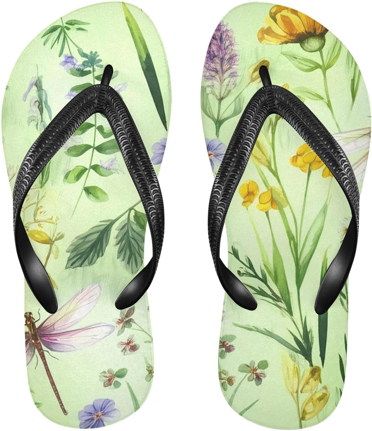 

Мужские и женские пляжные шлепанцы Dragonfly Botanical Green с анатомической стелькой, резиновые, противоскользящие, летние тапочки для ходьбы Sinestour