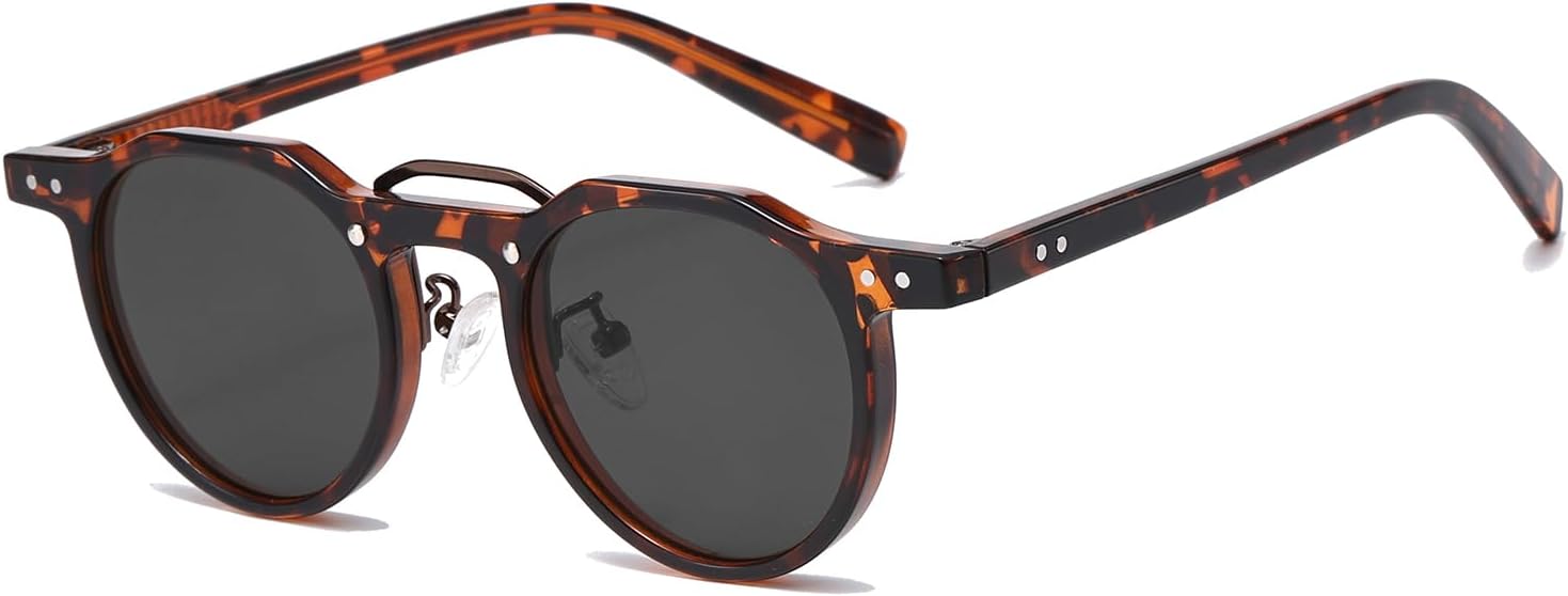 

Солнцезащитные очки LJCZKA в стиле ретро, ​​круглые, для мужчин и женщин, маленькие, модные, круглые, в винтажном стиле 90-х, защита от УФ-излучения UV400, Hawksbill Grey