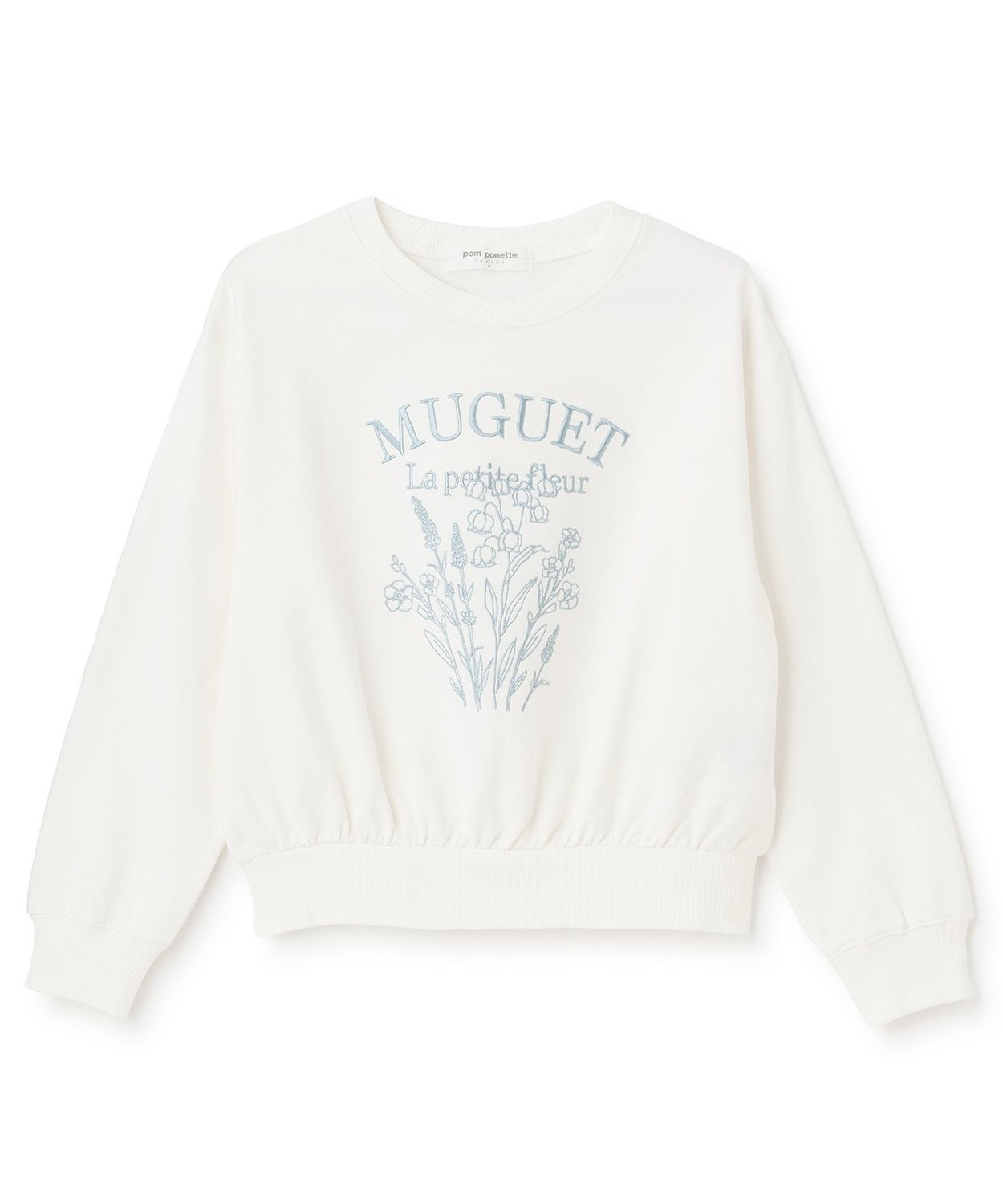 Пуловер с цветочной вышивкой Pom ponette junior, Off white