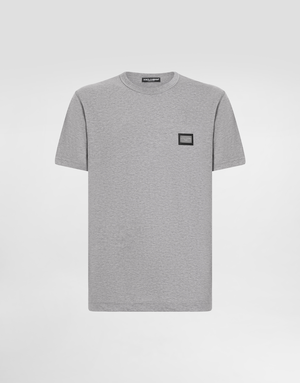 

Хлопковая футболка с фирменной биркой Dolce & Gabbana, серый