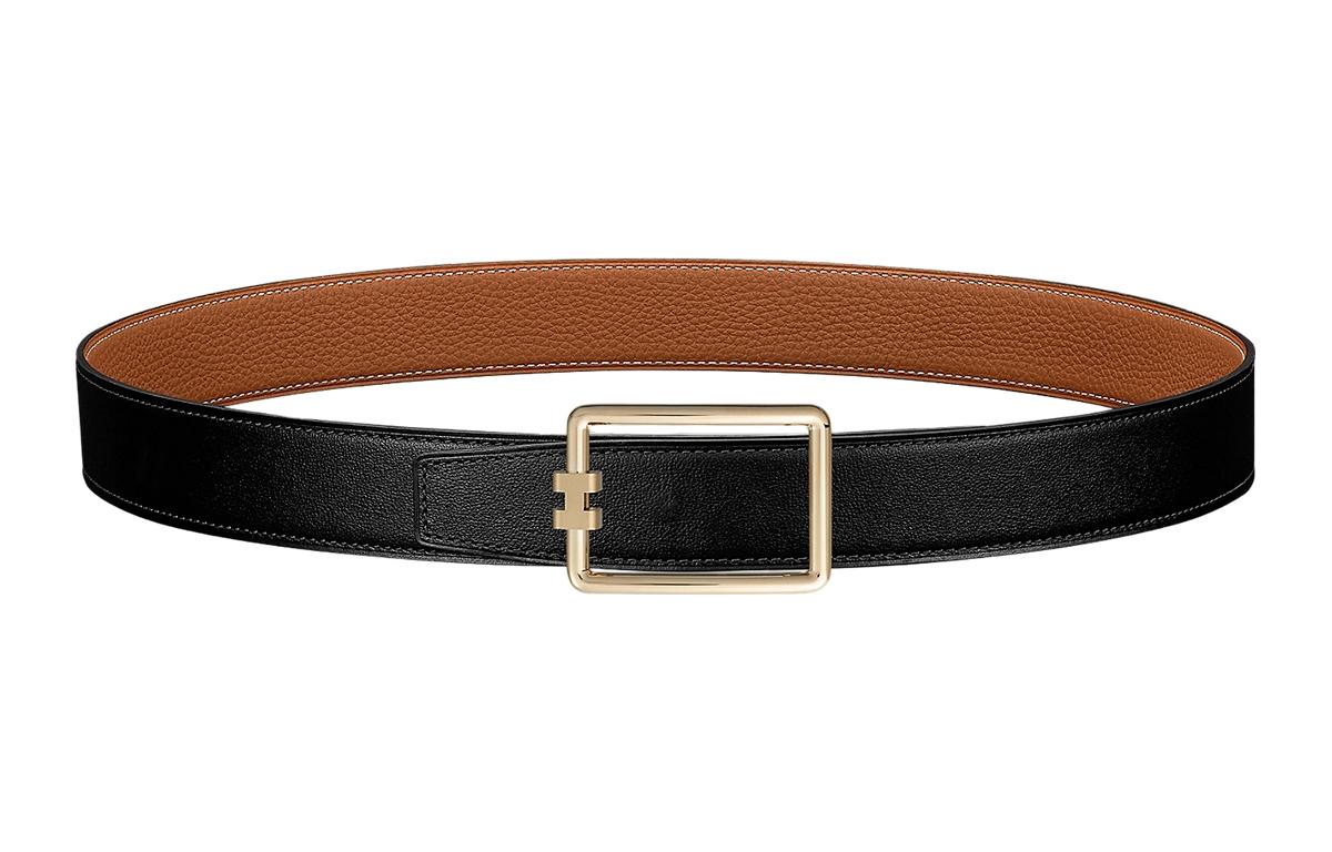 

HERMES Кожаный ремень мужской черный