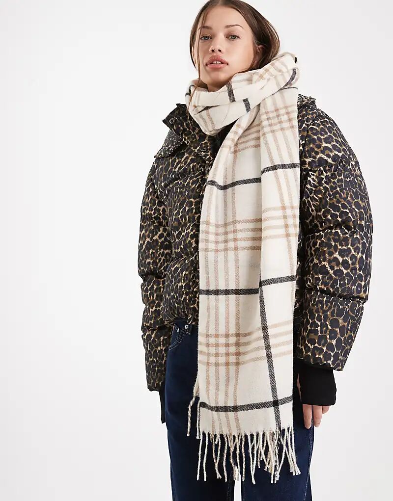 

Тканый шарф Vero Moda в кремовую клетку