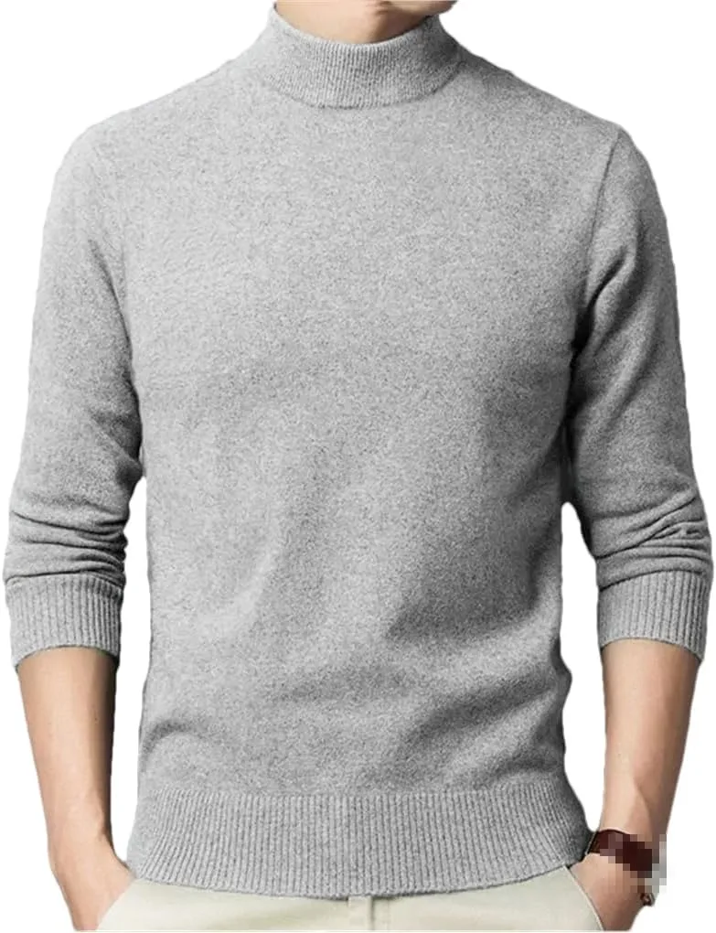 

Осенне-зинийный свитер с воротником-стойкой мужской однотонный