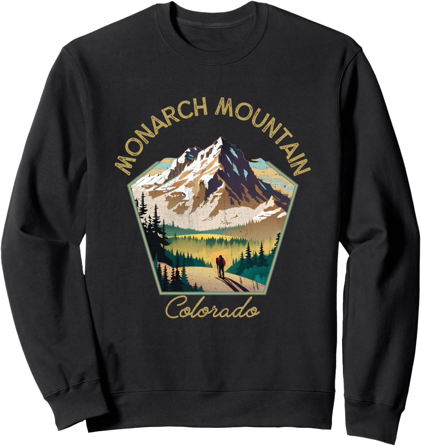 

Ретро-толстовка Monarch Mountain, сувенирная толстовка Monarch Mountain Monarch Mountain Colorado Hiking Clothes Co., черный
