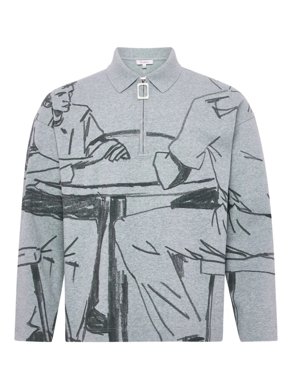 

Толстовка на молнии с принтом JW ANDERSON, серый