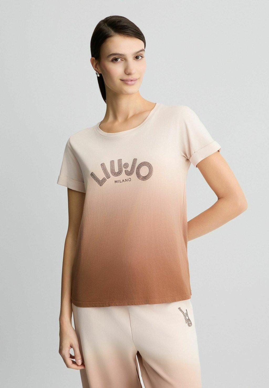 

Футболка с принтом WITH LOGO AND RHINESTONES LIU JO, коричневый
