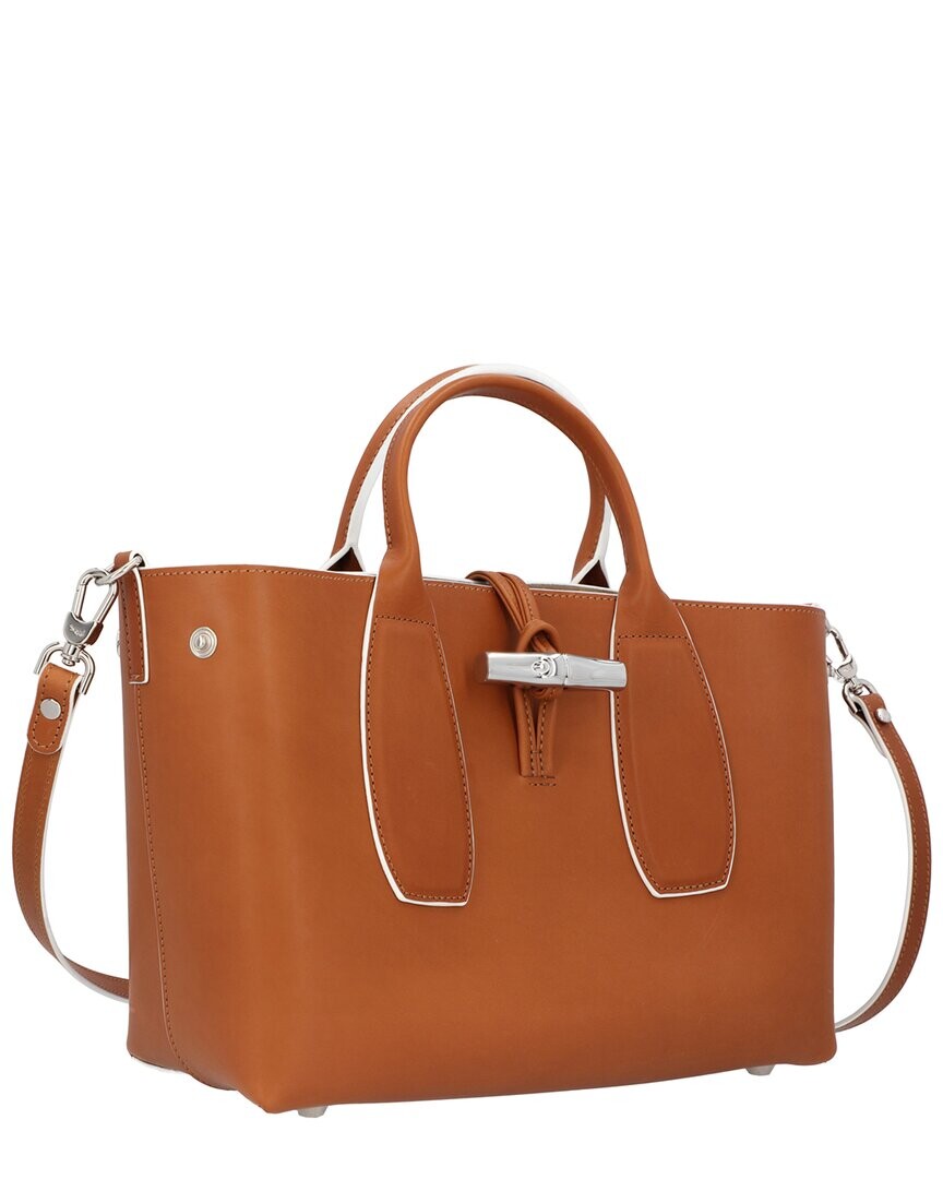 

Кожаная сумка Longchamp Le Roseau среднего размера, коричневый