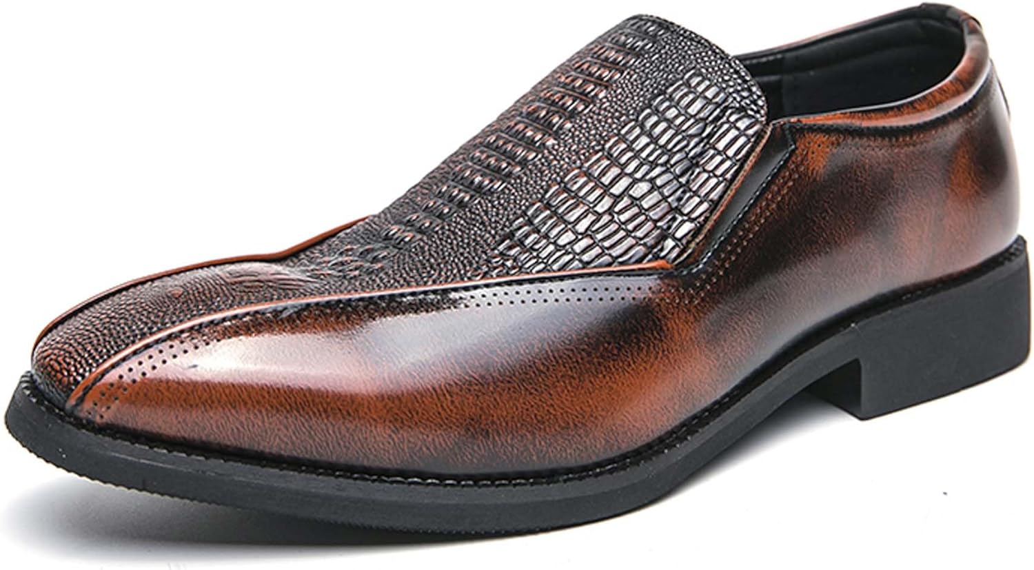 

Мужские кожаные лоферы с зауженным носком, удобные деловые и повседневные туфли без шнурков, противоскользящие, комфортные, для офиса, свадьбы, конференции, костюма и формы Generic, коричневый