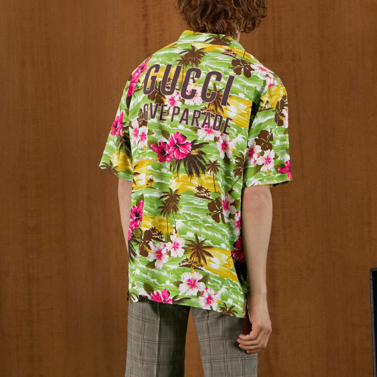 Рубашка мужская Gucci, классическая, зеленая — фото 4
