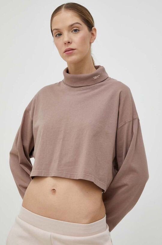 

Хлопковая футболка с длинными рукавами. Reebok, бежевый