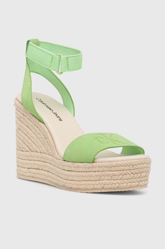 Замшевые босоножки WEDGE SANDAL ON CON Calvin Klein Jeans, зеленый — фото 2