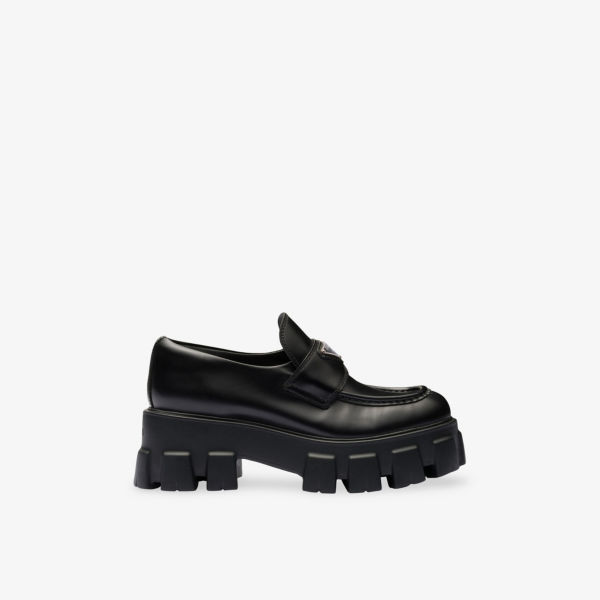 Мокасины Prada Monolith кожаные на платформе, черный