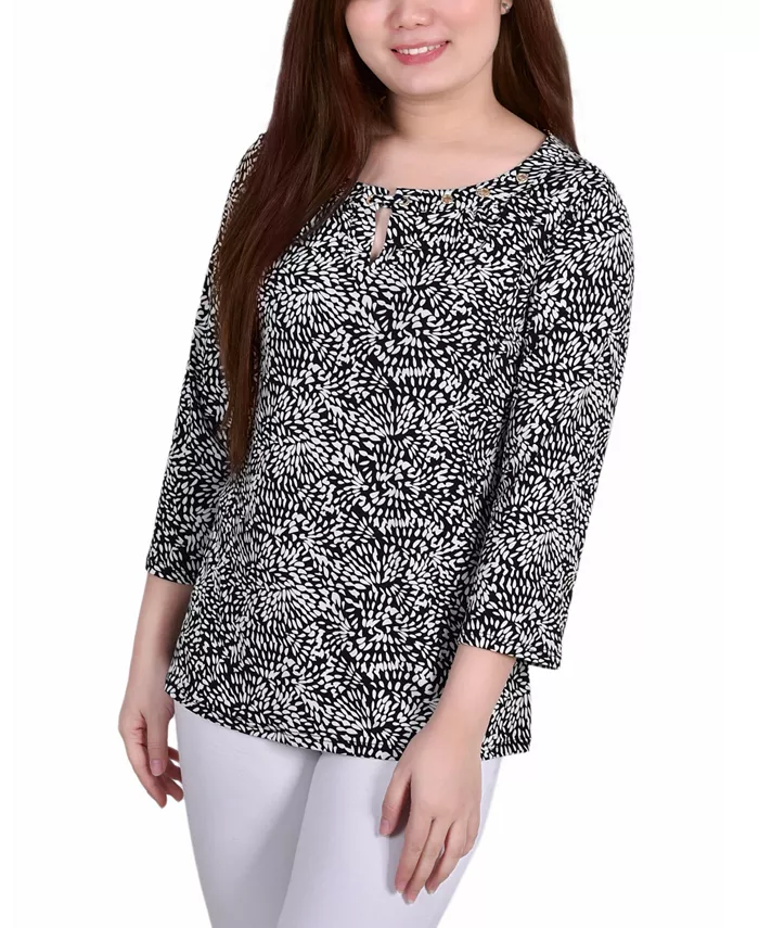 

Женский топ с рукавами 3/4 и люверсами NY Collection, мультиколор