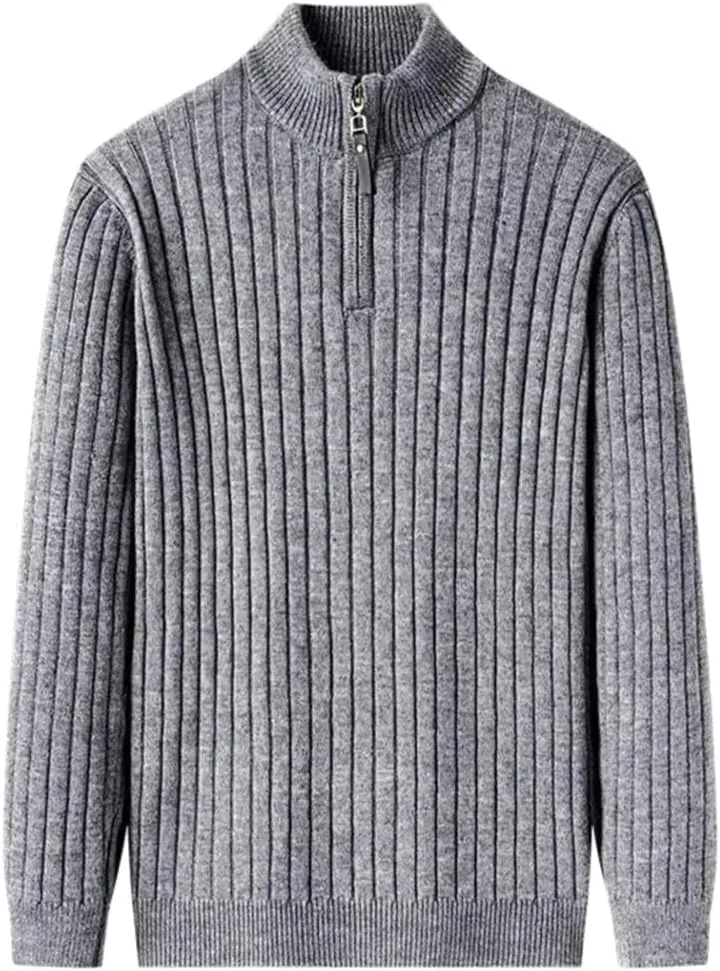 Мужской свитер Slim Fit с воротником стойкой и молнией на четверть — фото 2