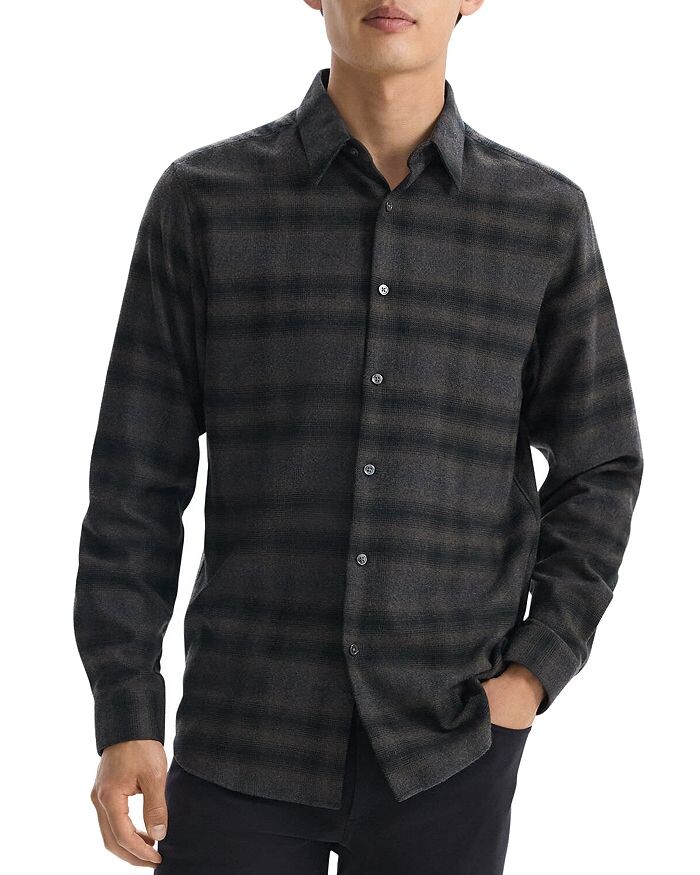 

Рубашка Irving Button Down in Soft Plaid Cotton Theory, зеленый