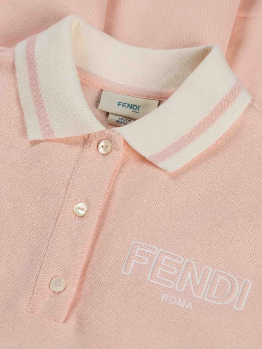 Платье-поло с вышивкой логотипа Fendi Kids, розовый — фото 2