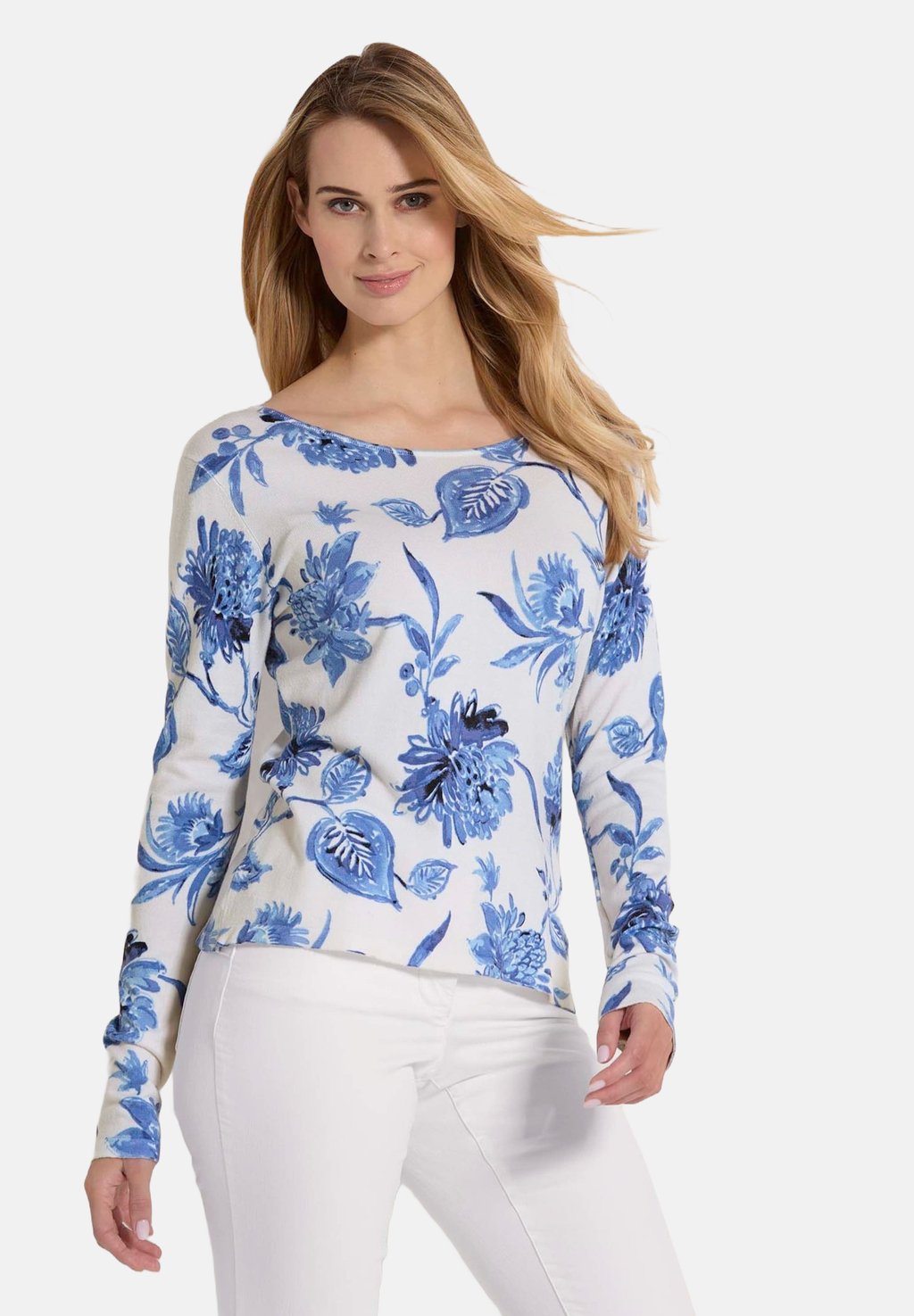 

Джемпер RUNDHALS-MIT FLORAL-PRINT MADELEINE, синий