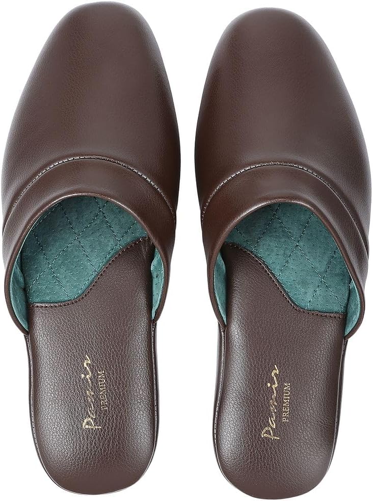 

Мужские домашние тапочки PAMIR из натуральной кожи с мемори-подошвой и кожаной подошвой, коричневый