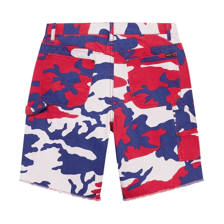 Шорты Supreme Cutoff Double Knee Denim Painter Short 'Red Camo' — фото 2
