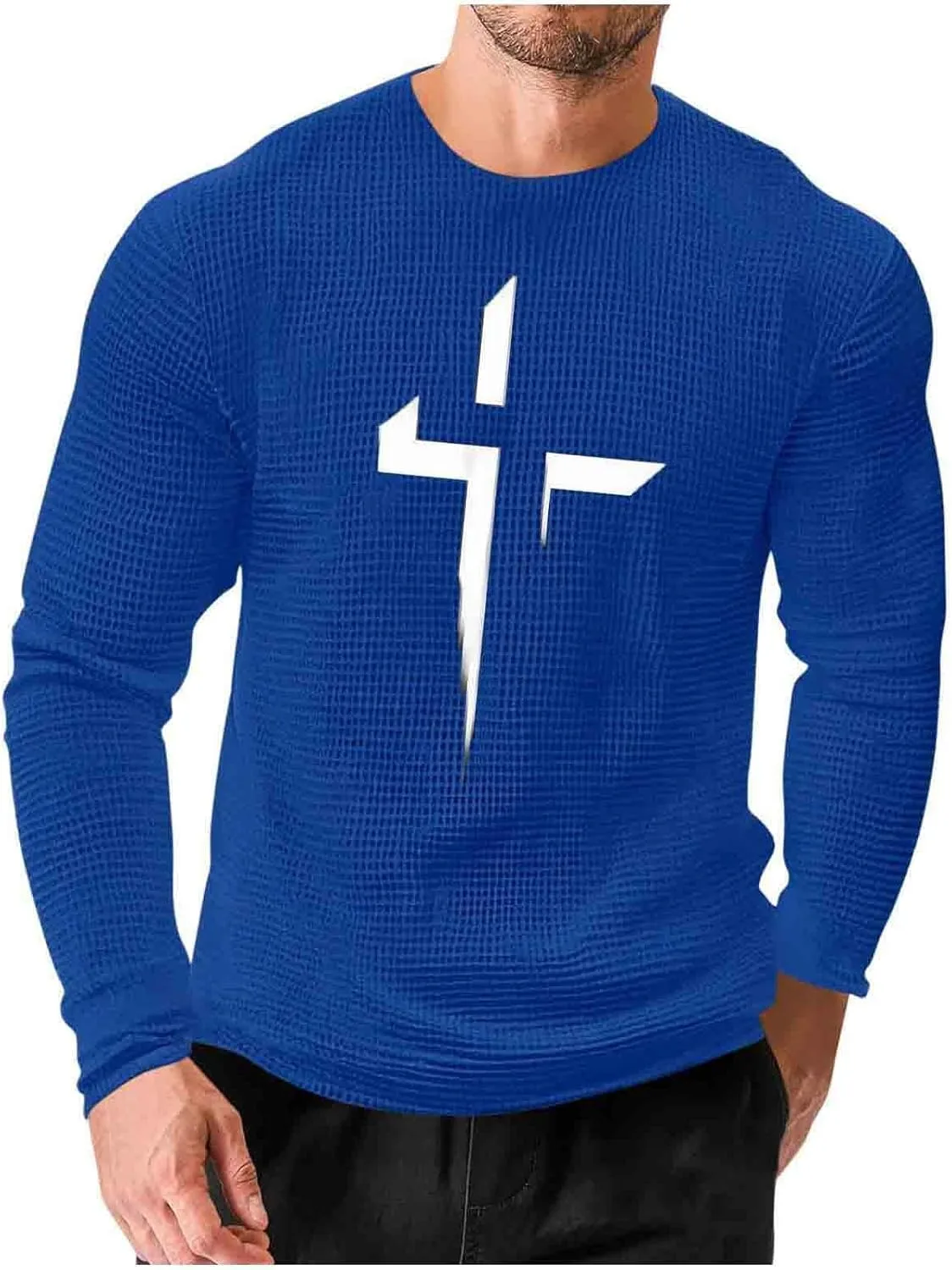 

Графическая футболка Loose Fit для мужчин, длинный рукав, Crewneck