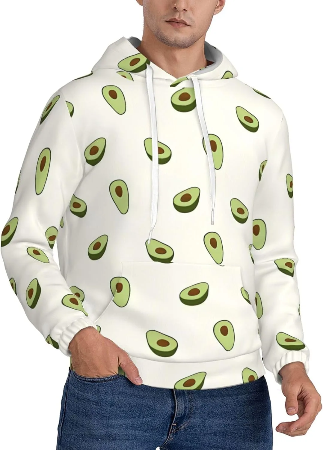 

Мужская флисовая худи с капюшоном — мягкая теплая толстовка с принтом Avocado и карманом SSYGHT