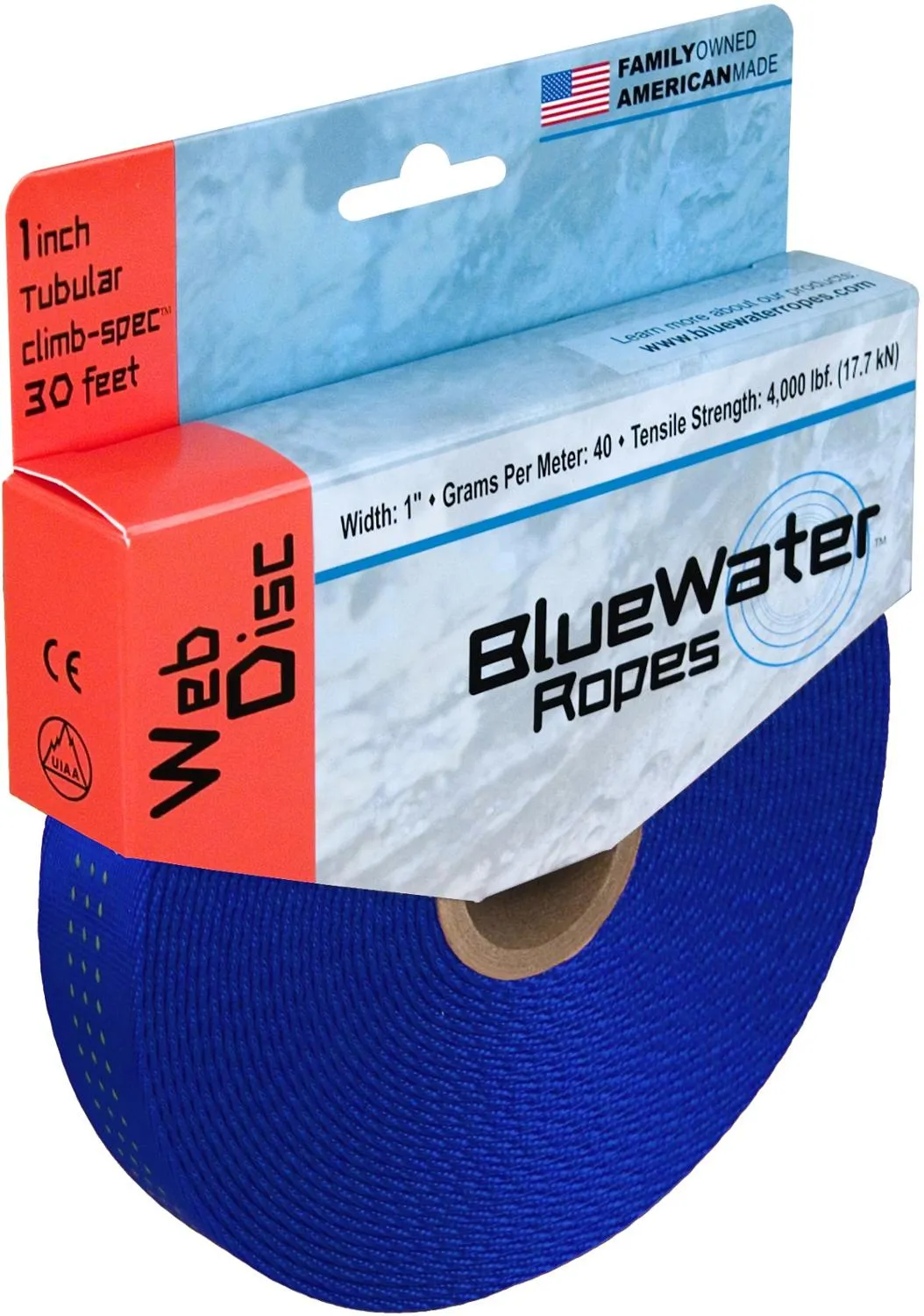 

Специальная трубчатая лента для скалолазания - 30 футов BlueWater, Royal Blue