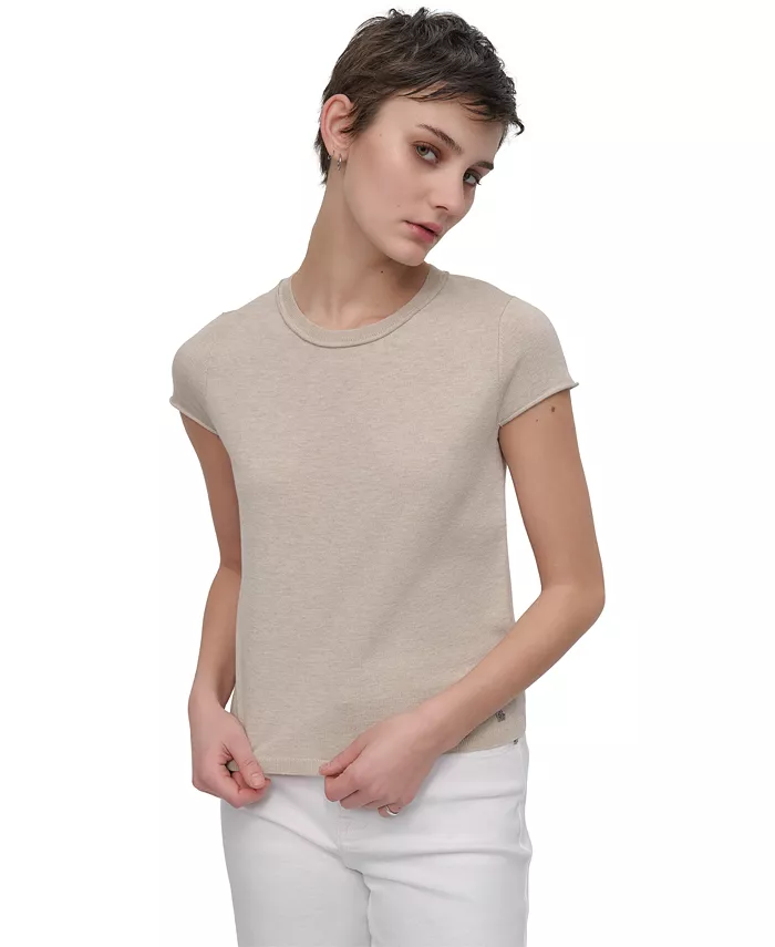 

Женская футболка с круглым вырезом и короткими рукавами DKNY Jeans, коричневый/бежевый