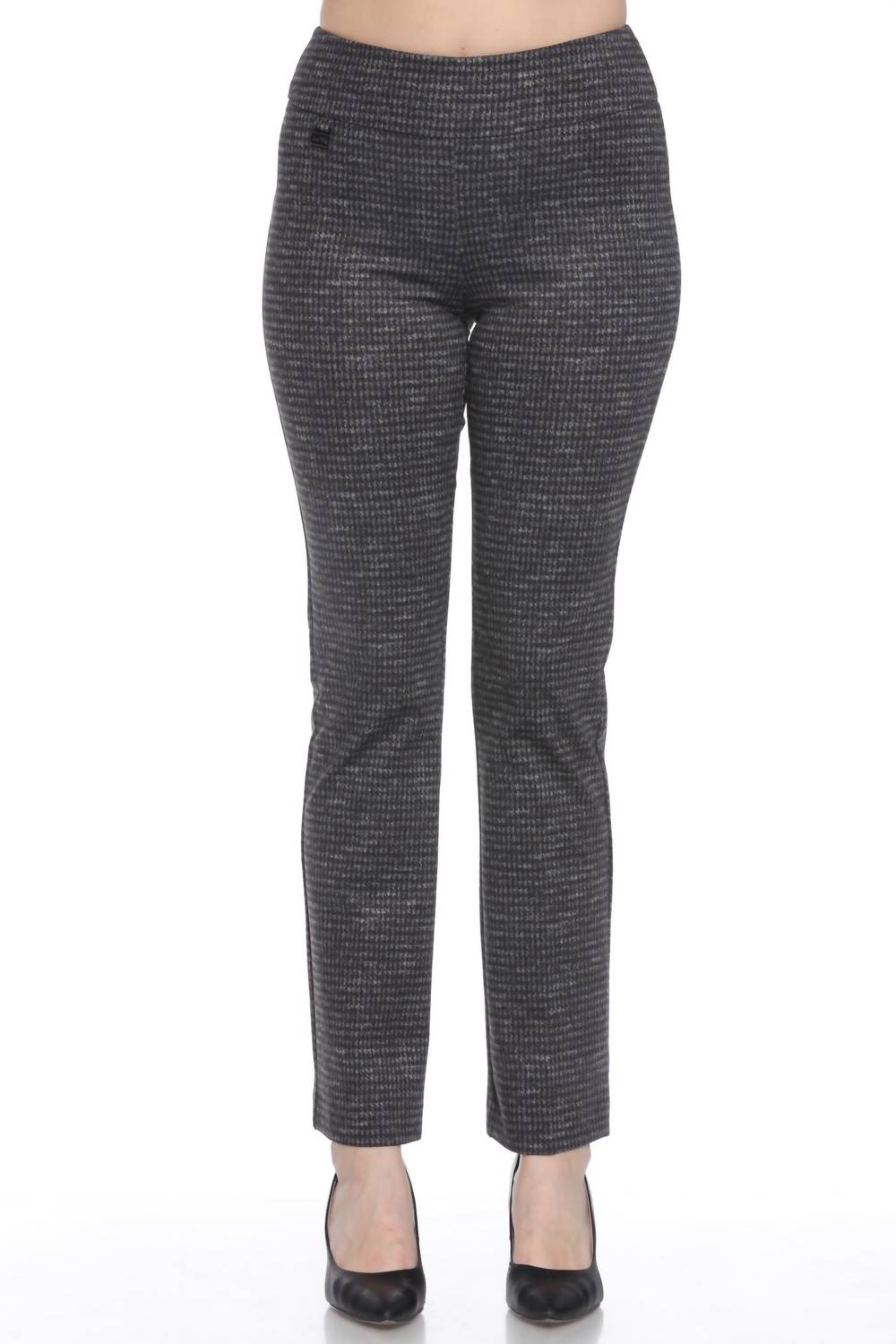 

Houndstooth Pull On Slim Ankle Pant In Black/grey - Узкие брюки-чинос с застежкой на резинке в клетку "гусиная лапка" черно-серые Joseph Ribkoff