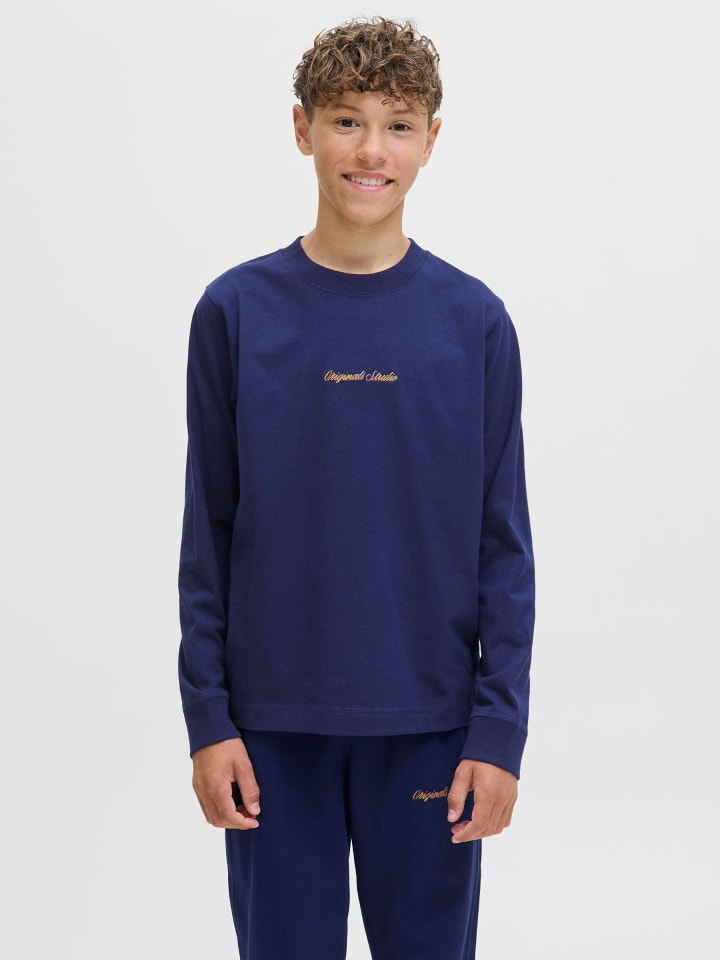 JACK & JONES Junior Футболка с длинным рукавом в Океанской пещере — фото 2