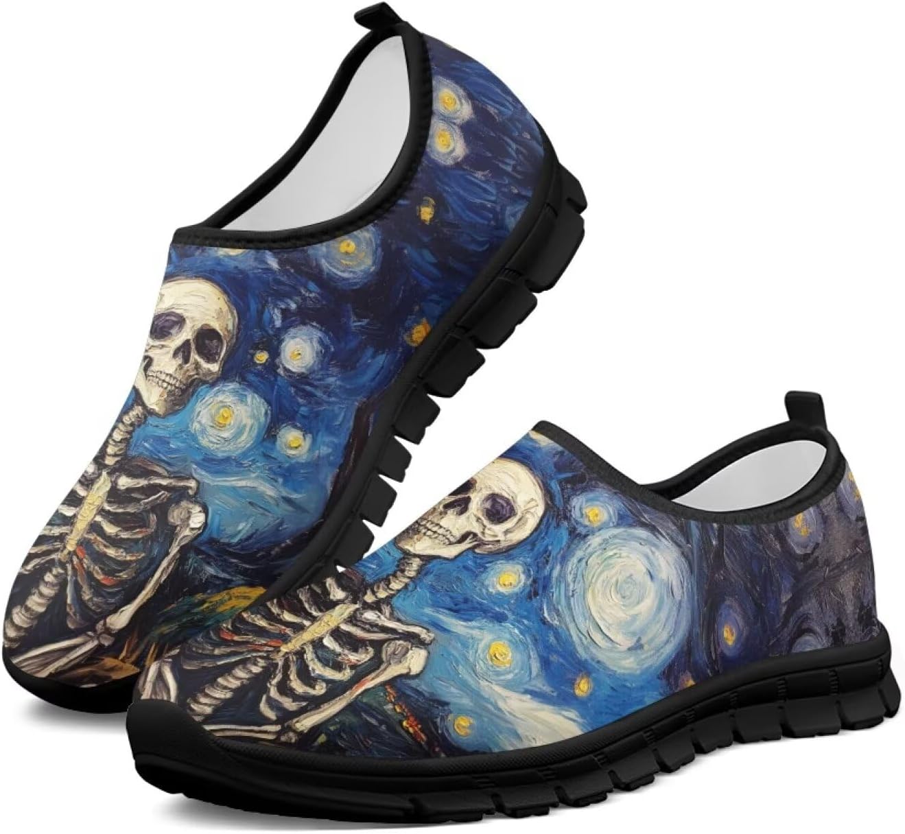 

Мужские слипоны, модные повседневные кроссовки для мужчин, удобная обувь для ходьбы Fonplted, Skeleton Starry Night