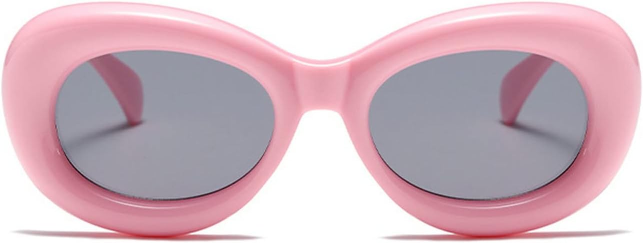 

Солнцезащитные очки Laureles Round Goggle Y2k для женщин, желто-синие овальные солнцезащитные очки для мужчин в стиле панк-хип-хоп, защита от ультрафиолета UV400, Pink