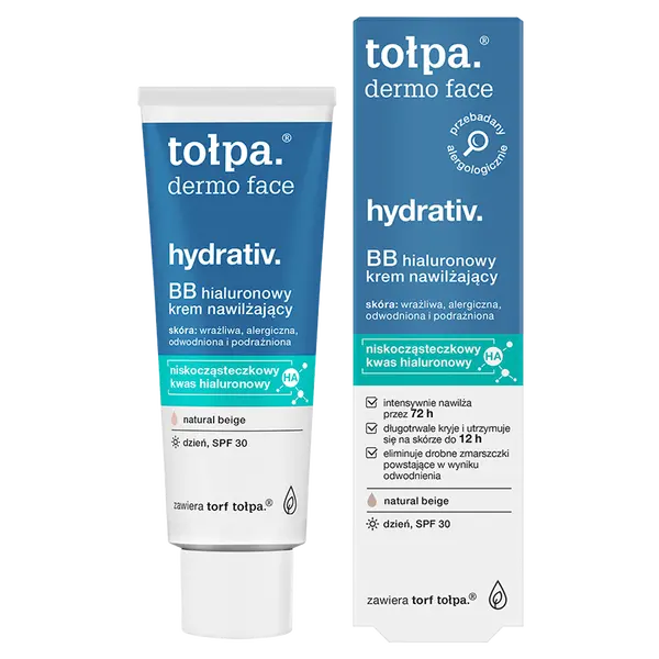 Гиалуроновый увлажняющий крем для лица с spf30, 40 мл Tołpa Dermo face hydrativ bb — фото 4