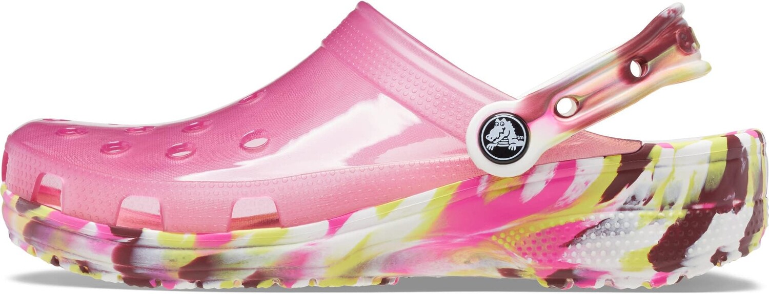 Сабо Crocs Classic Translucent Clog, цвет Fuchsia Fun/Multi Marbled — фото 4