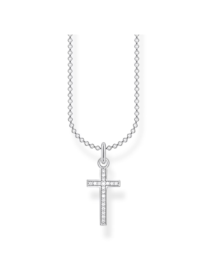 

Thomas Sabo Колье с крестом, инкрустированным паве, из серебра, белого цвета
