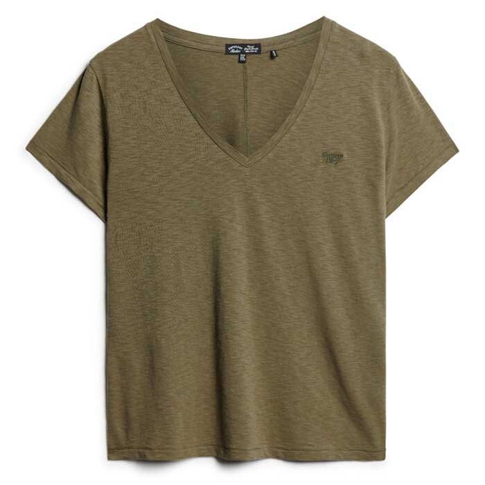 Футболка Superdry Studios Slub Embroidered Vee Short Sleeve V Neck, зеленый — фото 2