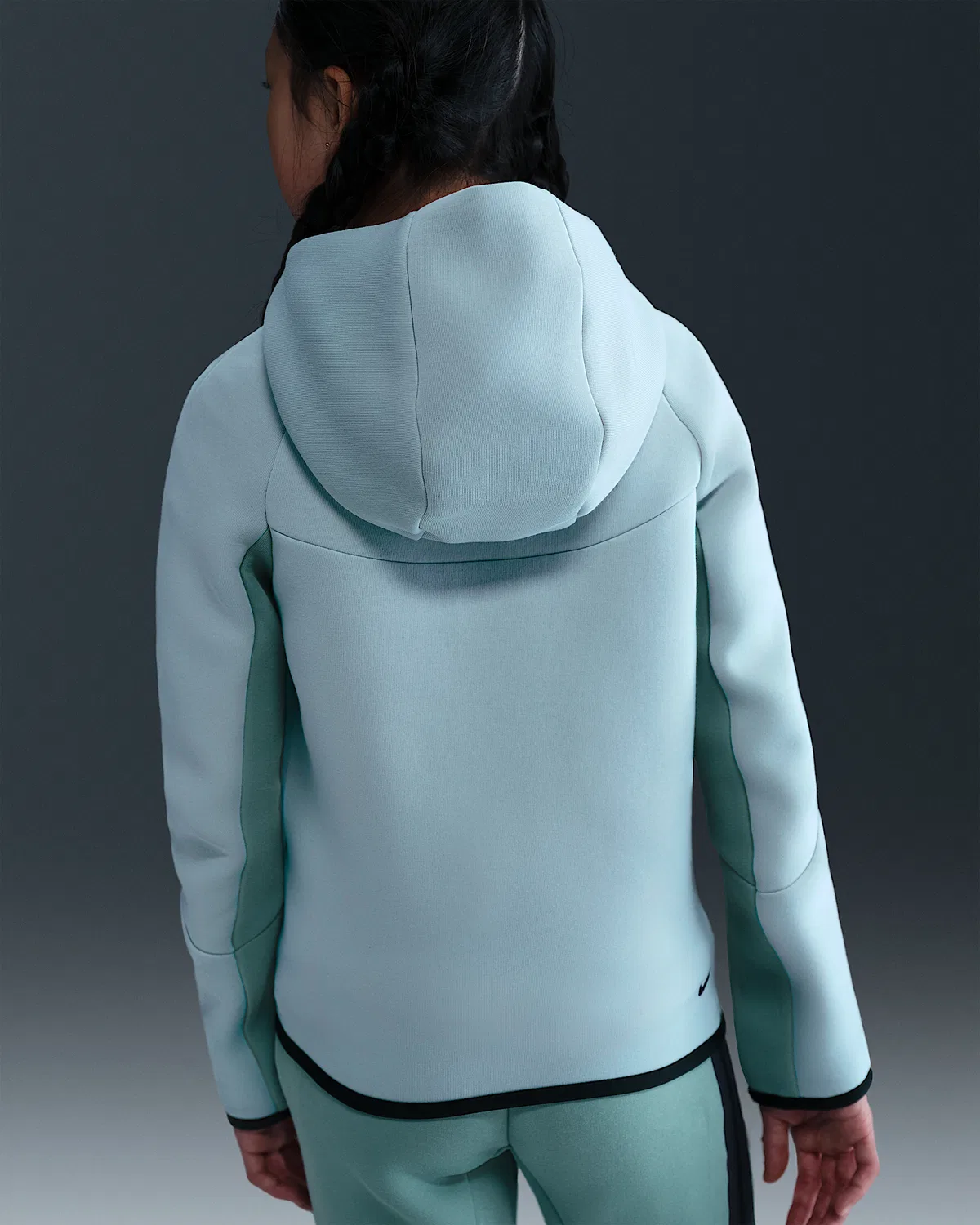 Детская худи Nike Sportswear Tech Fleece на молнии, Light Silver/Cannon/Black/Black — фото 4
